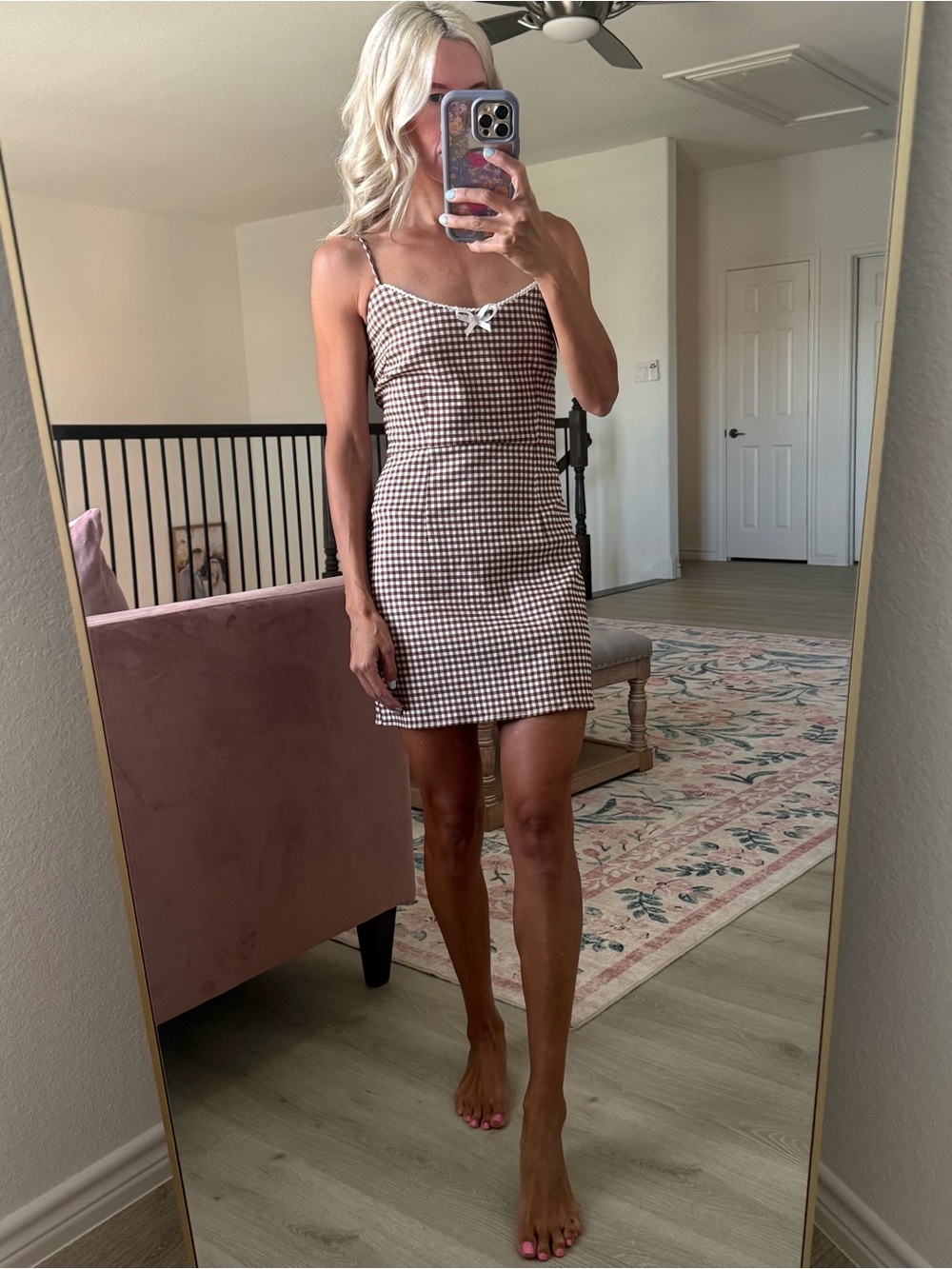 Urban Outfitters brown gingham plaid dress xs